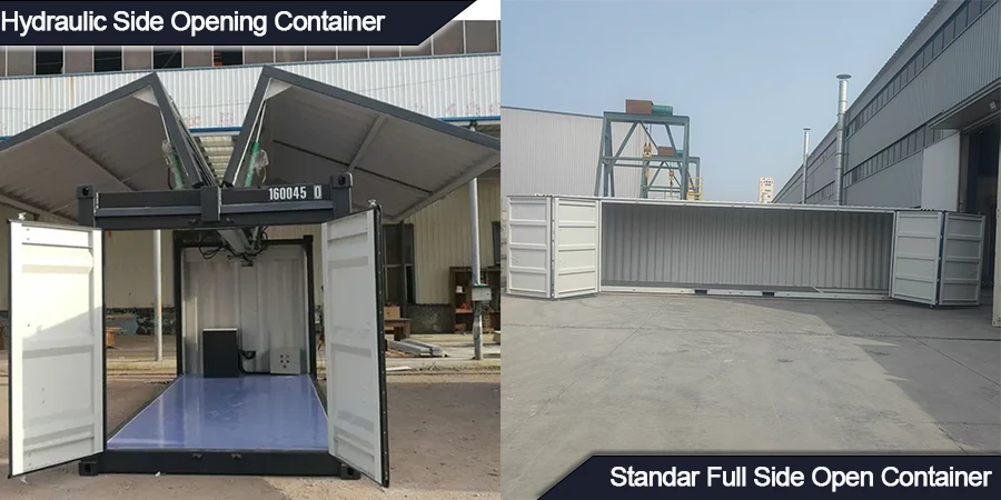 Hydraulisk sideåpningsbeholder vs standard fullside åpen beholder